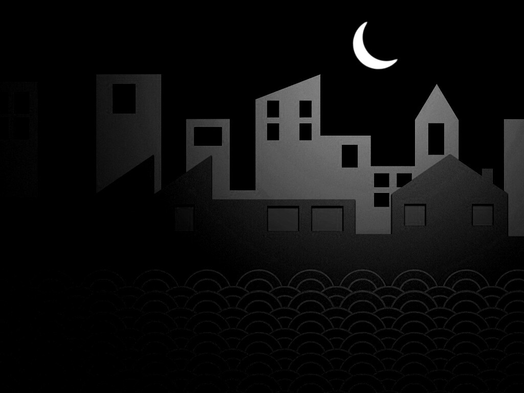 Ночной город на реке обои