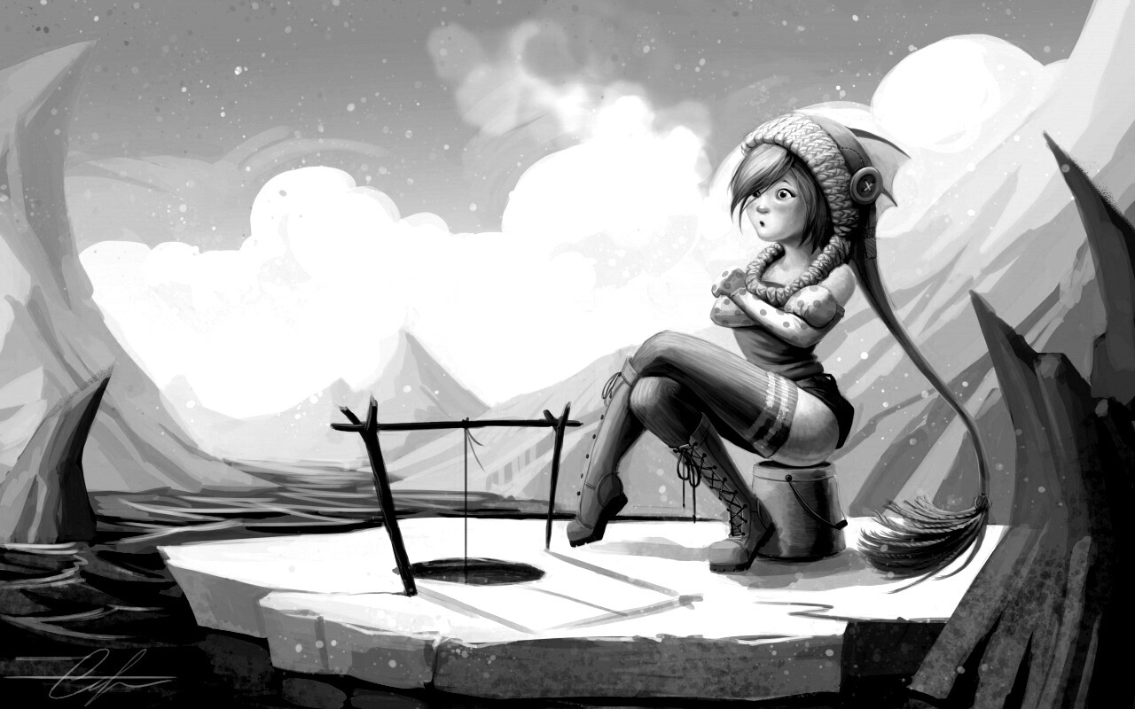 Тяготы зимней рыбалки обои