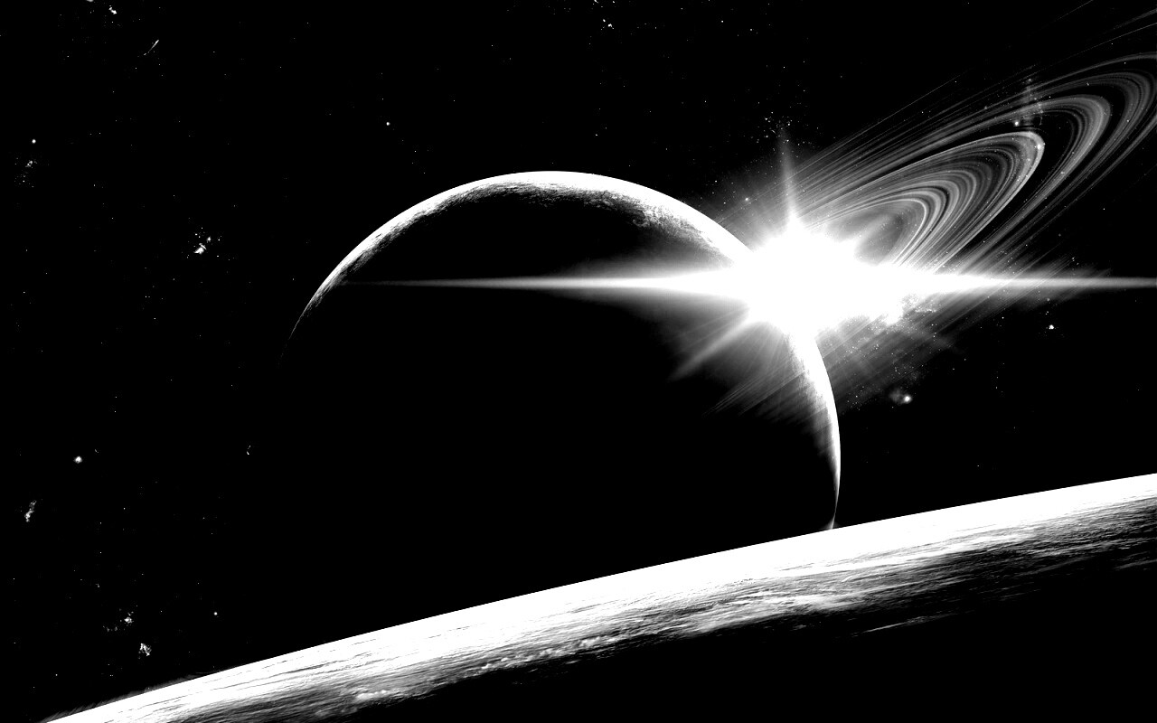 Солнце сквозь кольца Сатурна обои