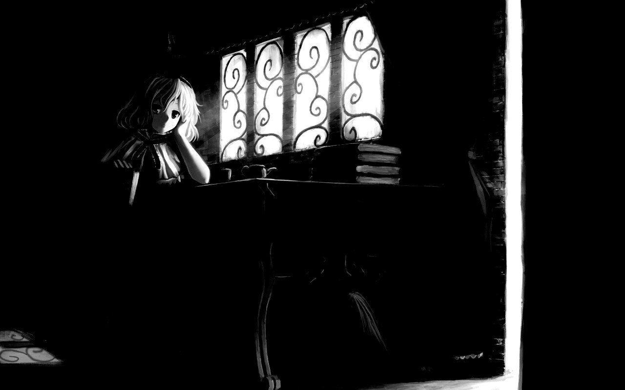 Девочка за столом с книгами обои