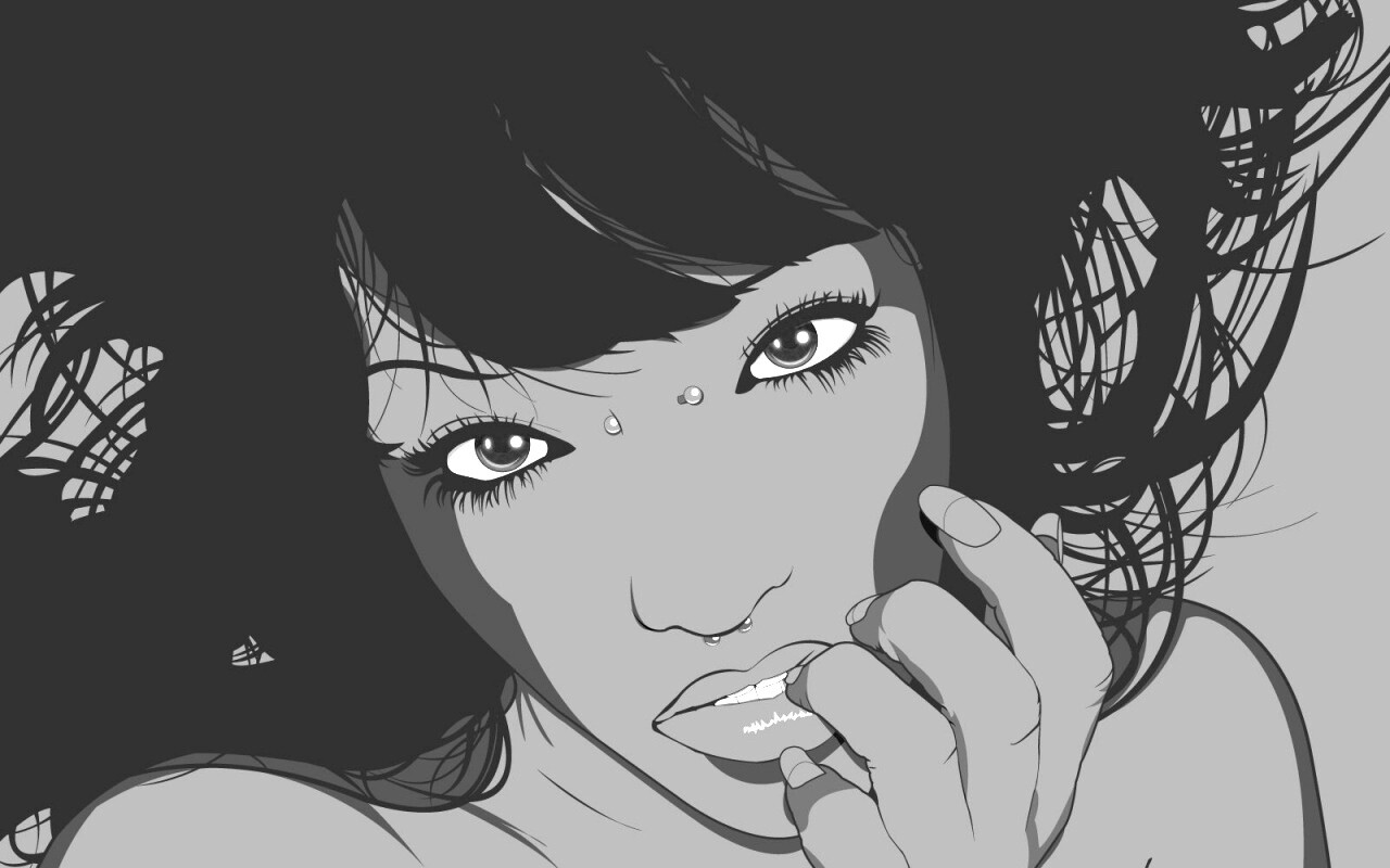 Девушка с пирсингом обои