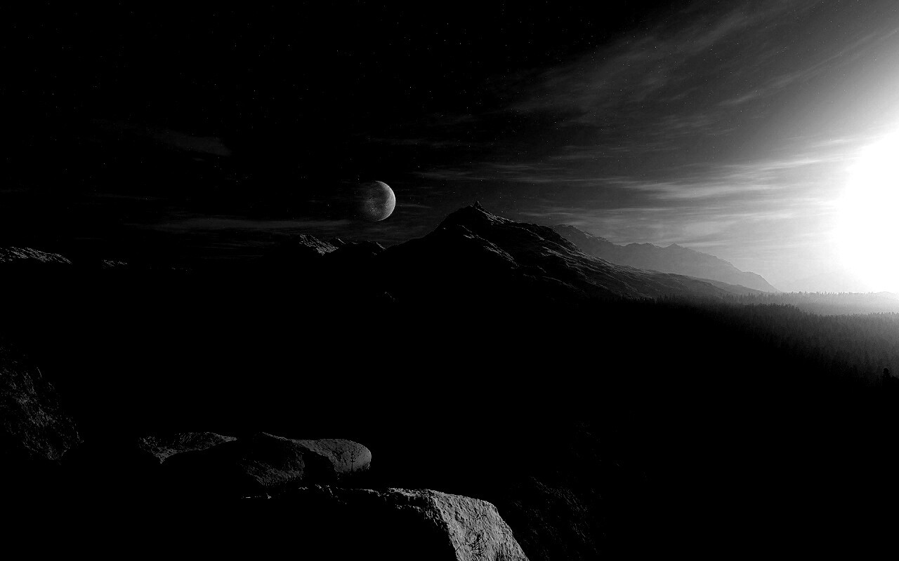 Луна над горами обои