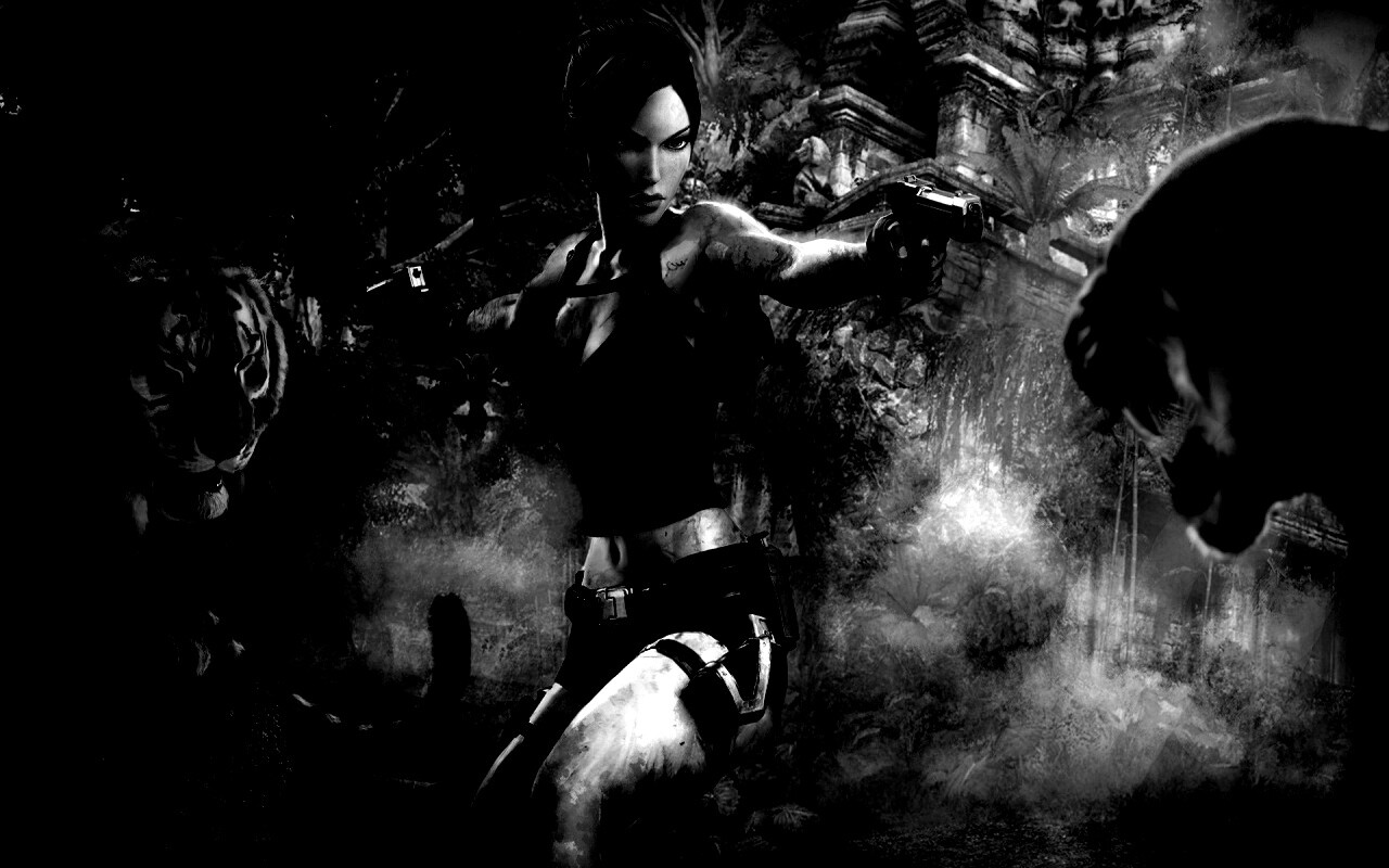 Лара Крофт протв тигров обои