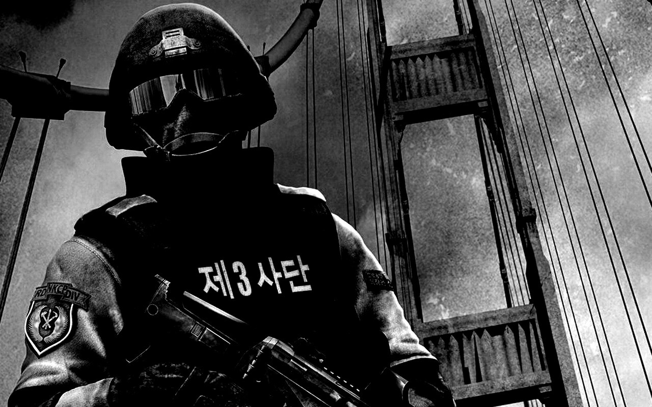 Солдат на мосту Золотые Ворота обои