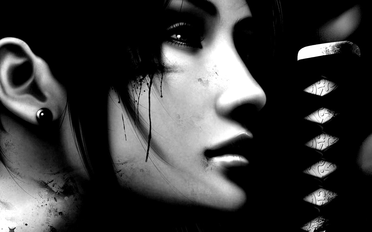 Японка с катаной обои