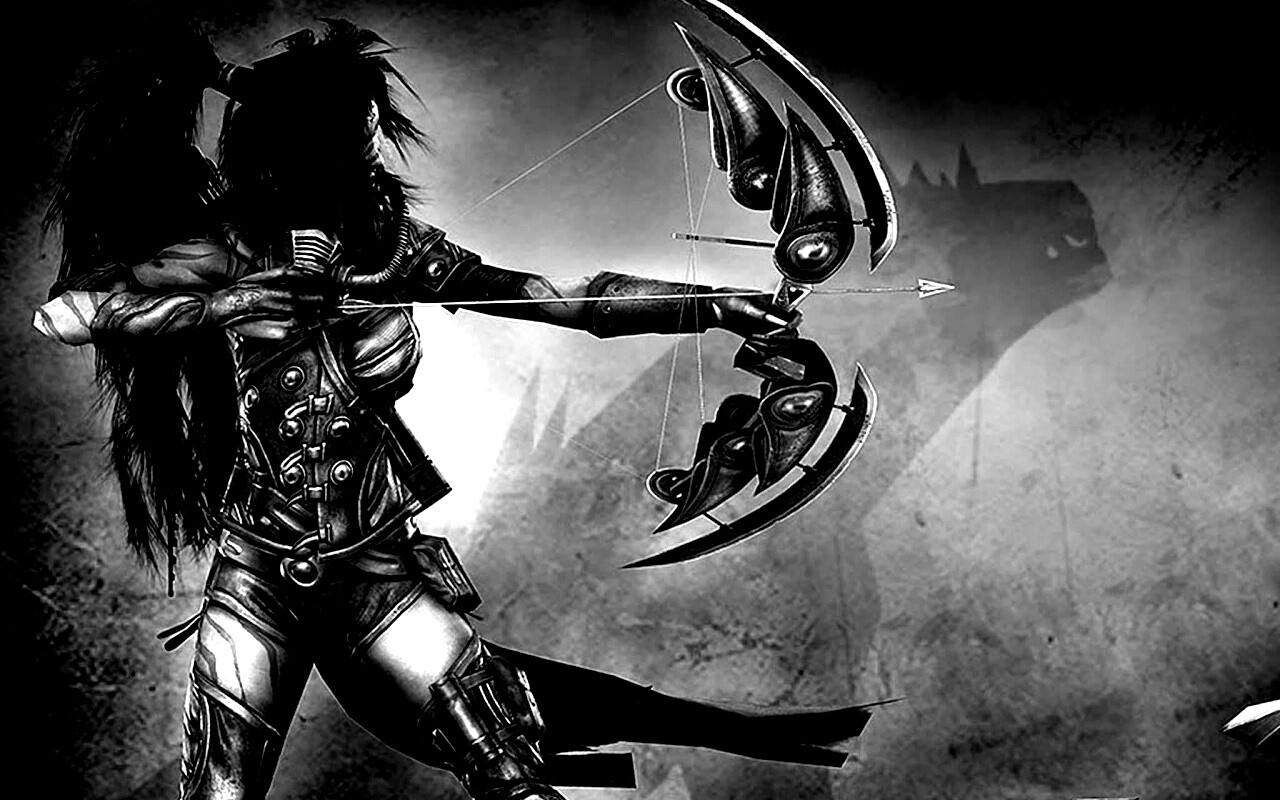 Лучница с боевым псмо обои