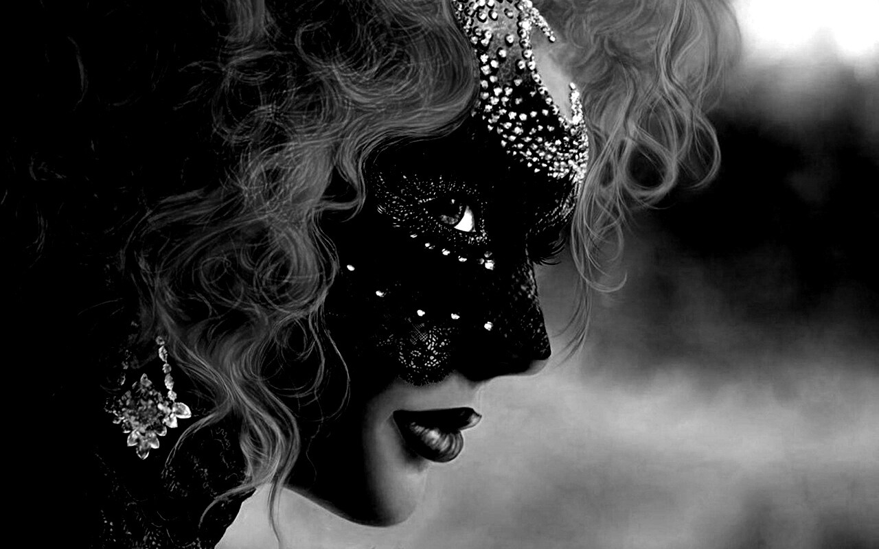 Девушка в карнавальной маске обои