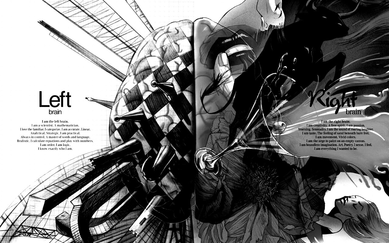 Левая и правая часть мозга обои