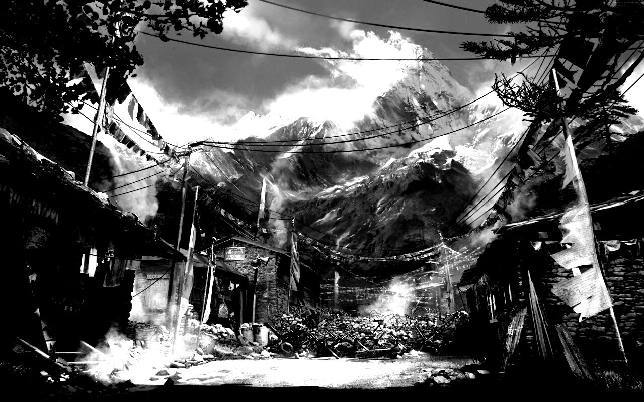 Загороженная улица в горах обои