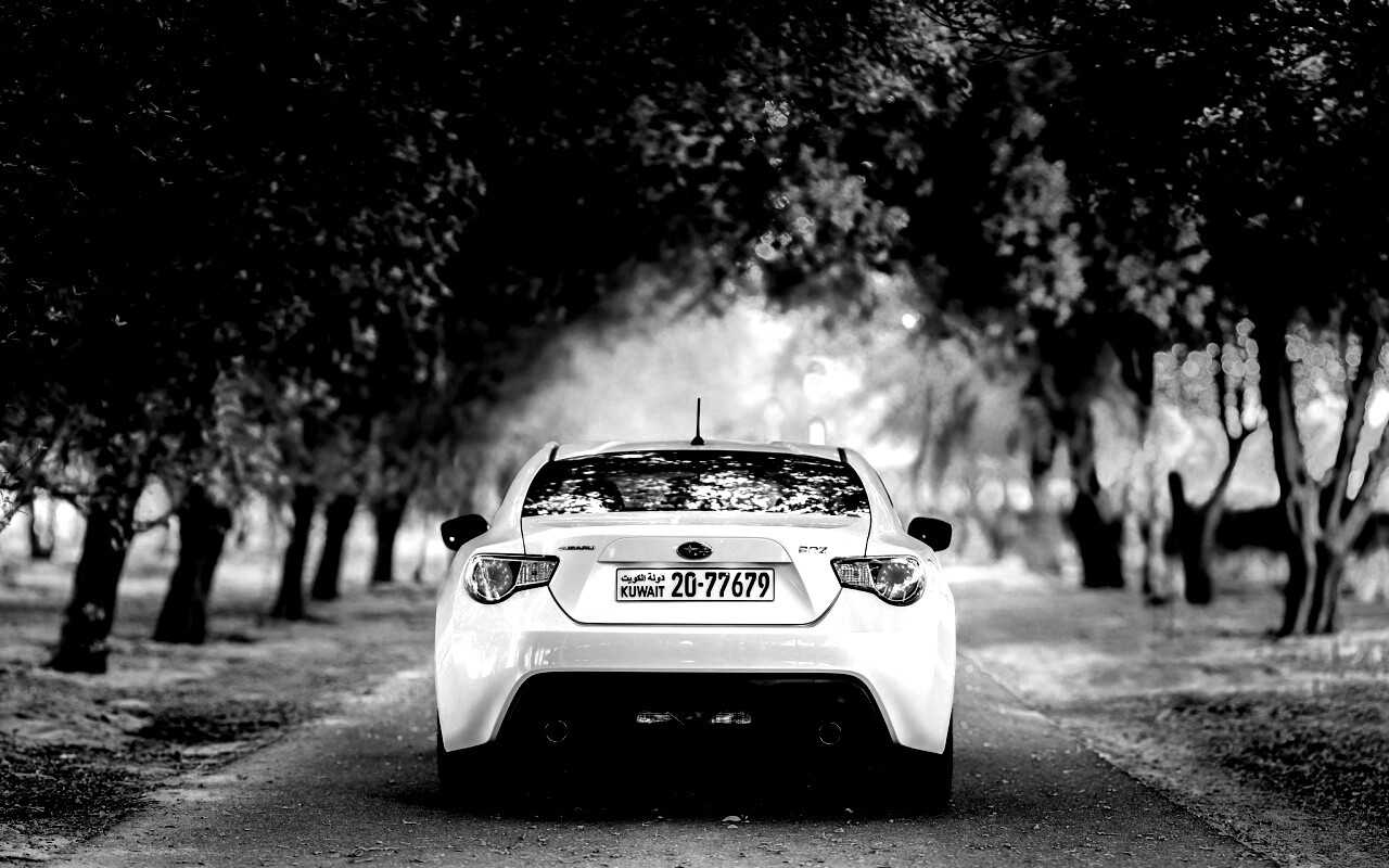 Субару на осенней дороге обои