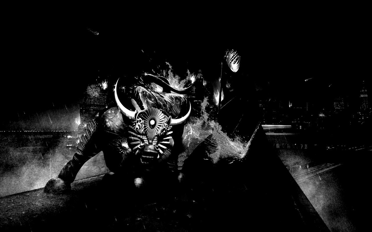 Воин и бык на крыше обои