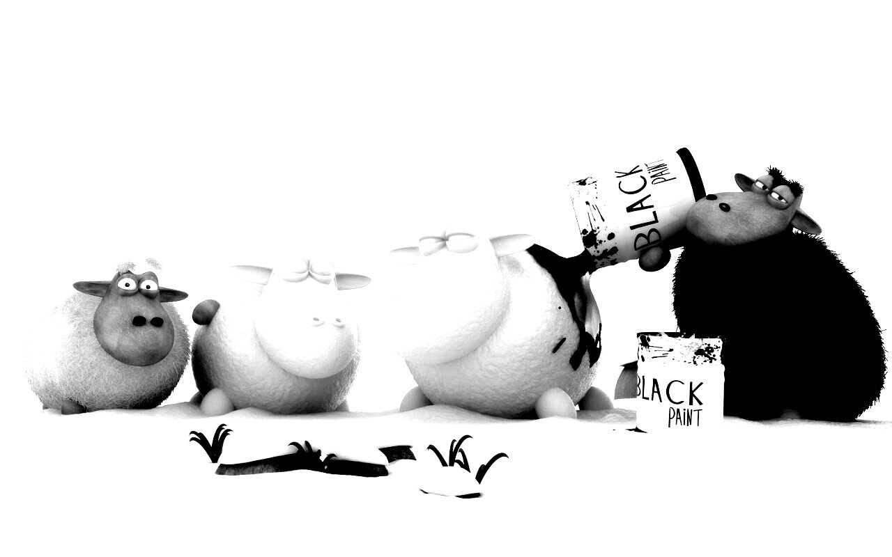 Овечки лепят снеговиков обои