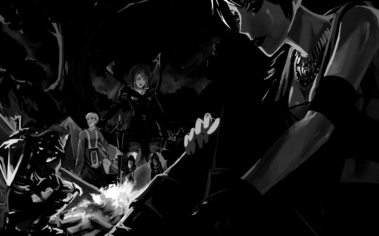 Рисунок Морриган в лагере обои