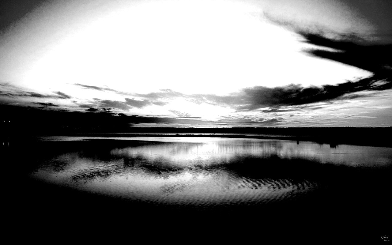 Закат над озером обои