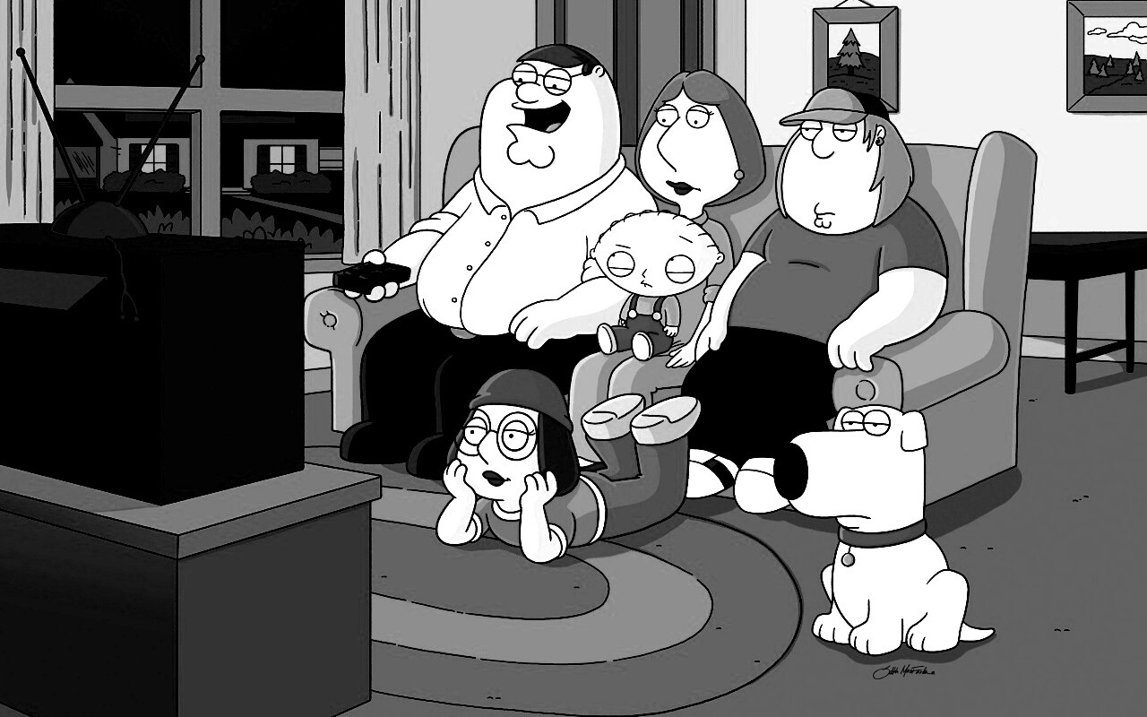 Гриффины всей семьей перед телевизором обои