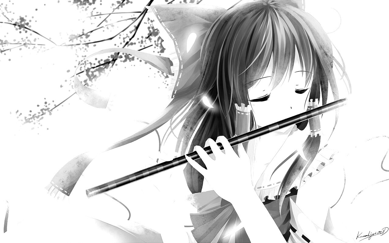 Девочка играет на флейте обои