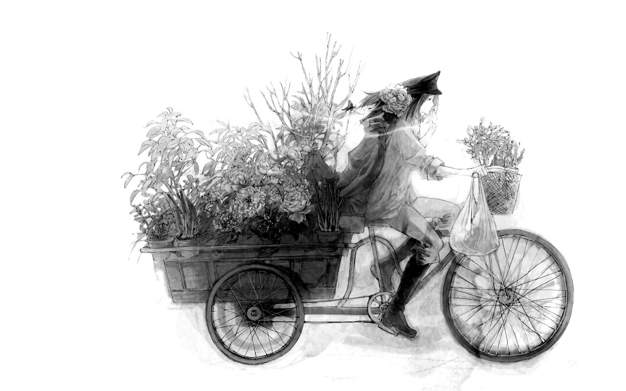 Развозчик цветов в пастельных тонах обои