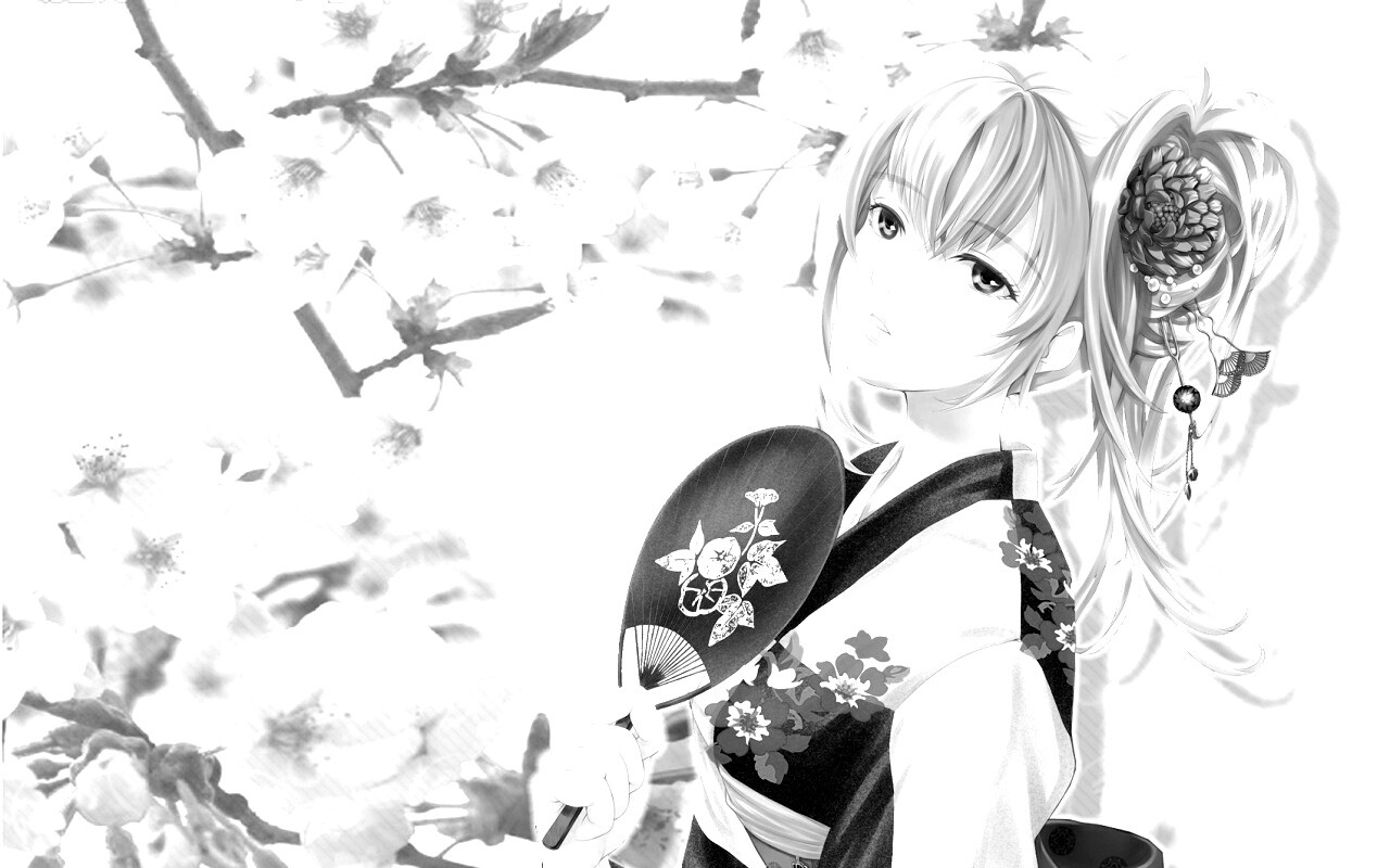 Девушка в кимоно обои