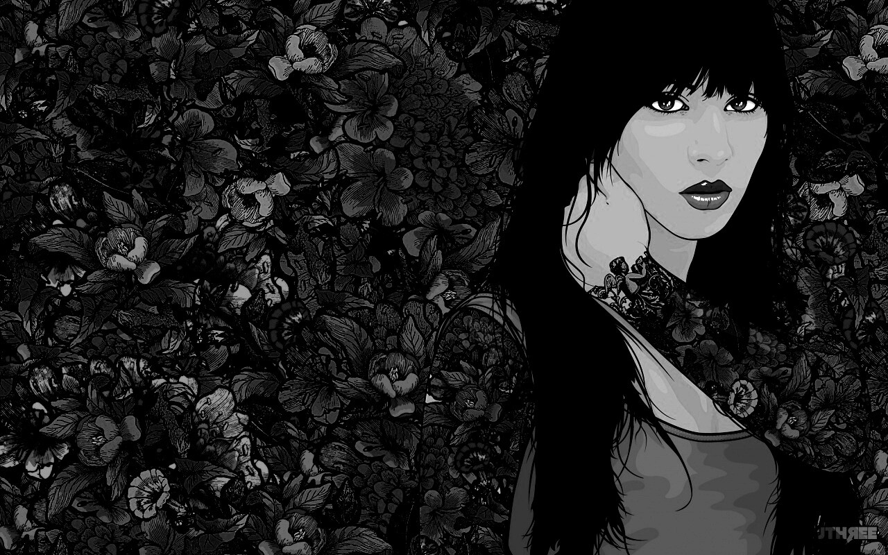 Девушка с цветочной тату обои