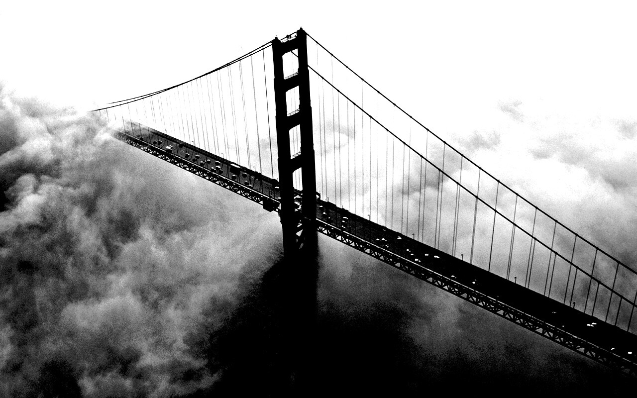 Мост Золотые ворота утопает в тумане обои