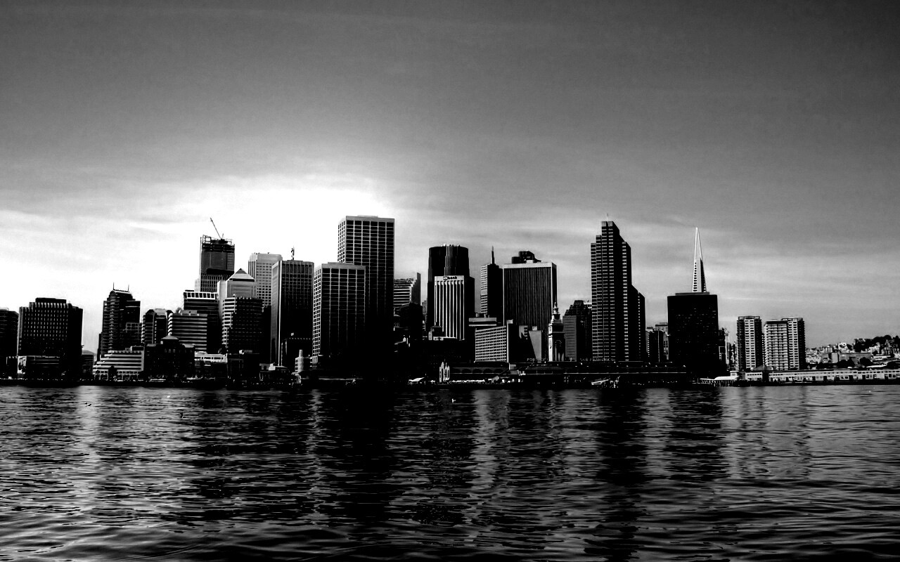 Небоскребы на береговой линии обои