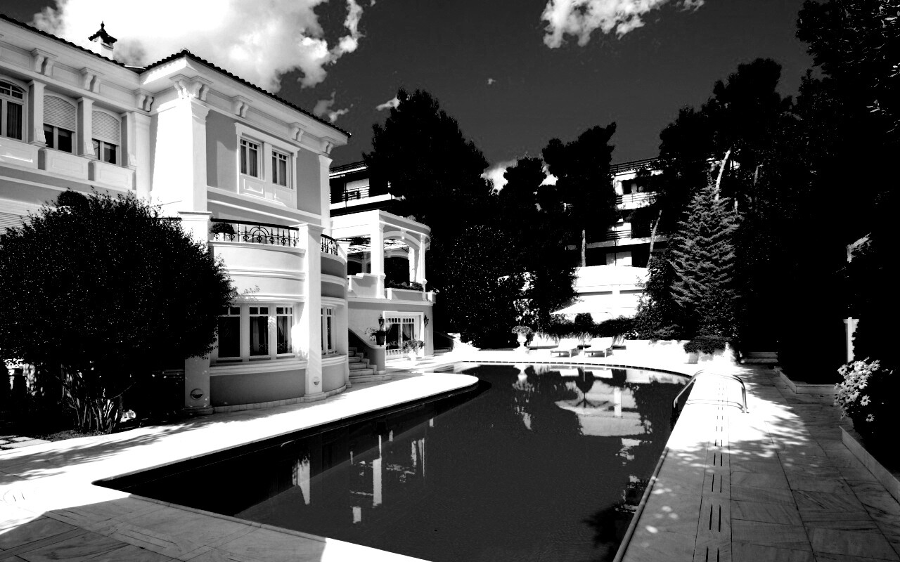 Особняк с бассейном обои