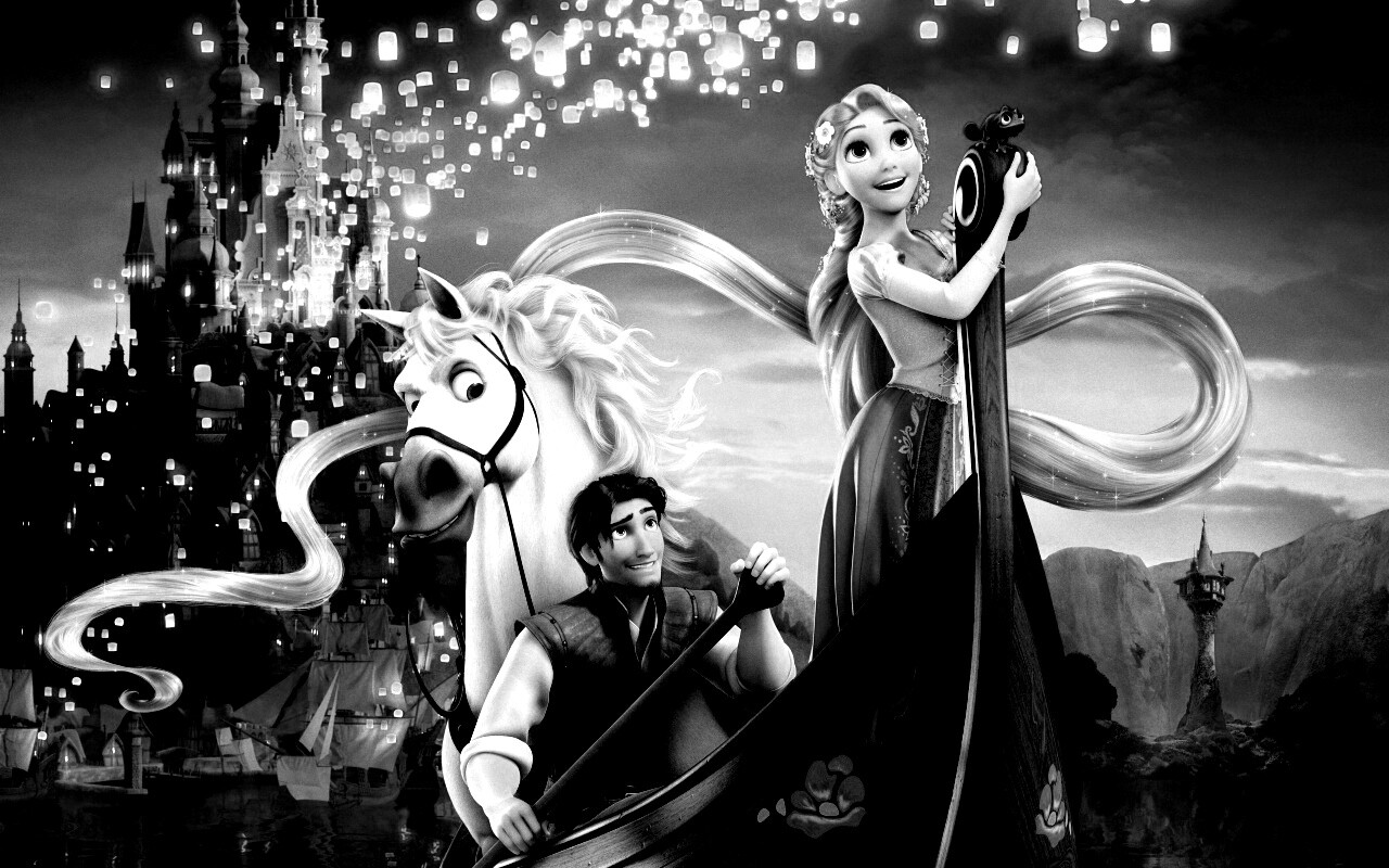 Рапунцель принц и конь в лодке обои