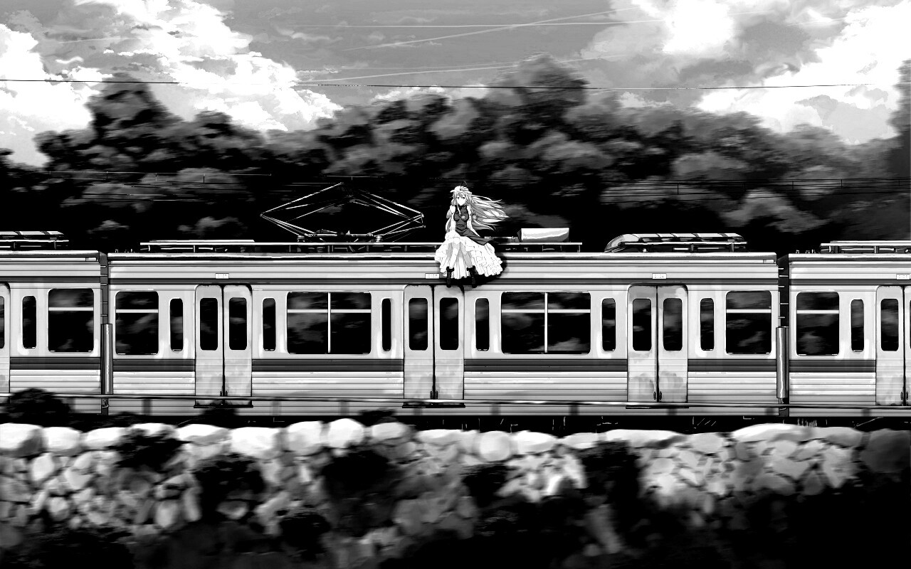 Девушка на крыше поезда обои