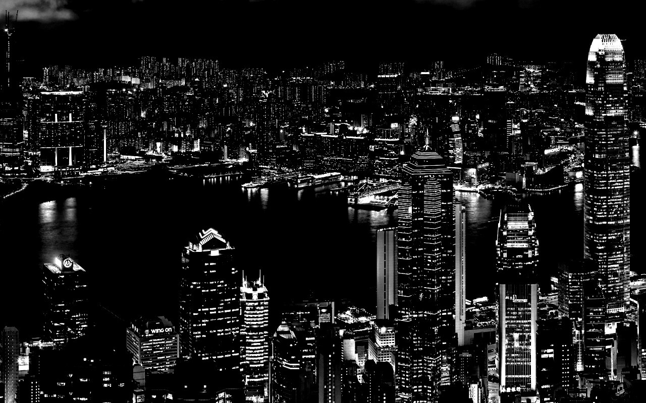 Небоскребы ночью обои