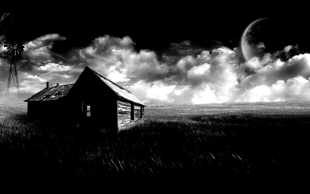 Домик в поле обои