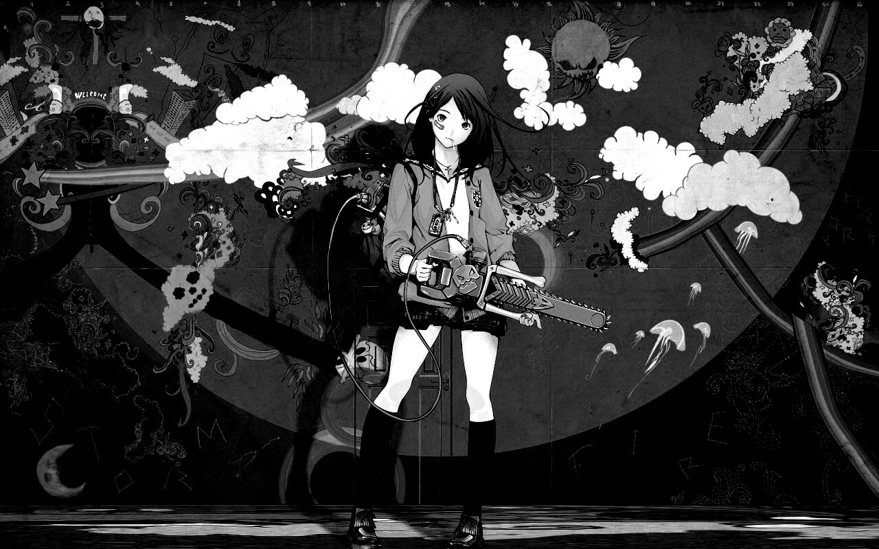 Девушка с бензопилой обои