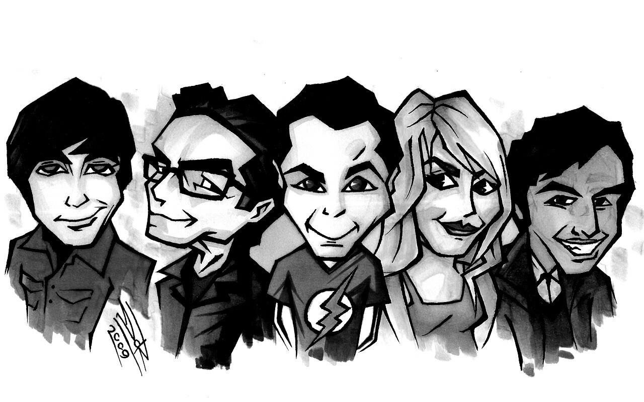 Скетч с персонажами Теории Большого взрыва обои