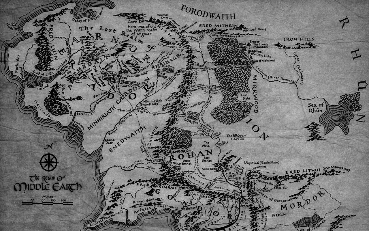 Карта Средиземья обои