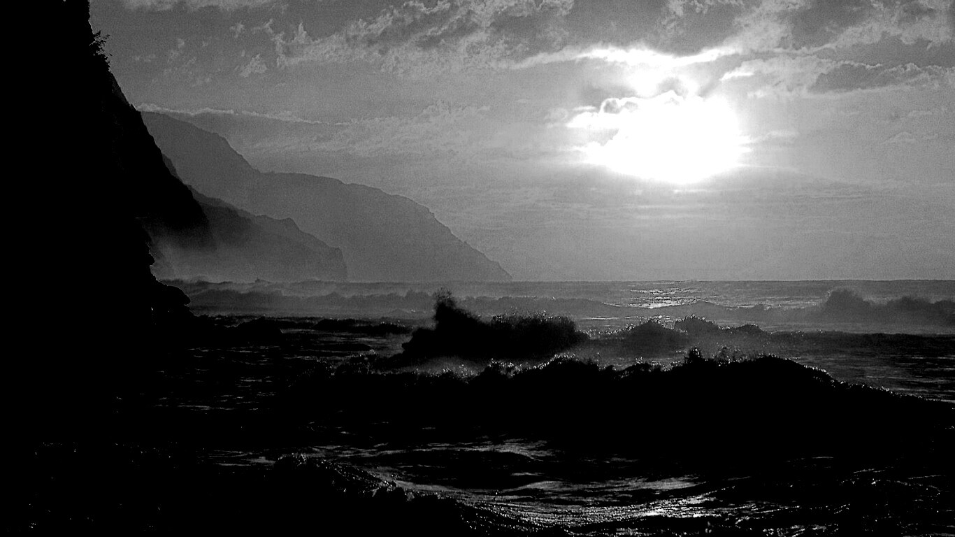 Волны на закате обои