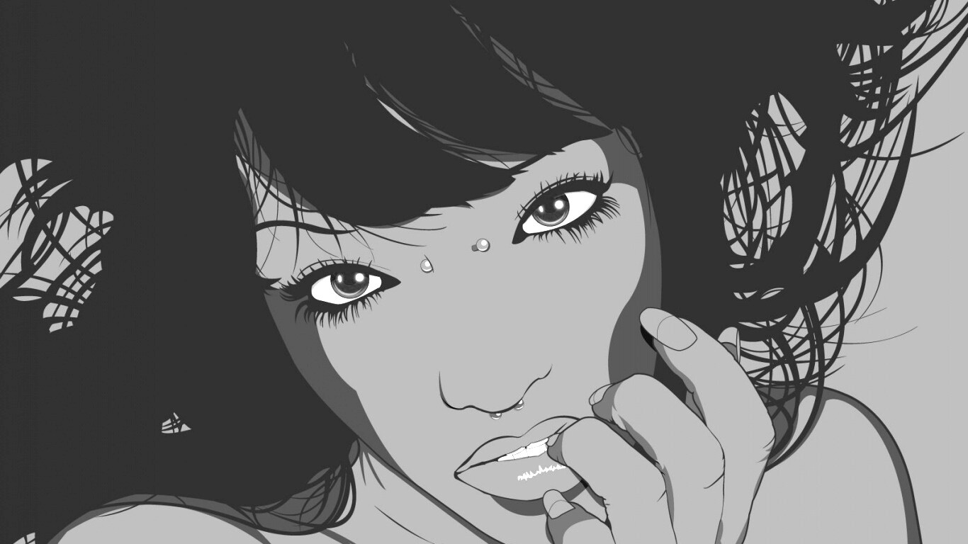 Девушка с пирсингом обои