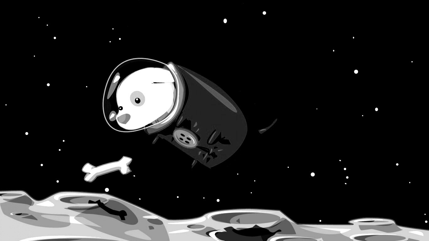 Собачка на луне обои