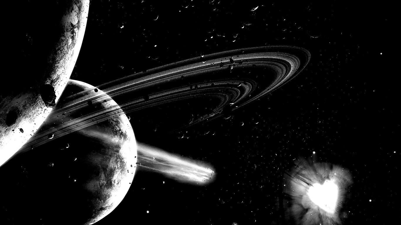 Голубой метеорит и туманность в виде сердца обои