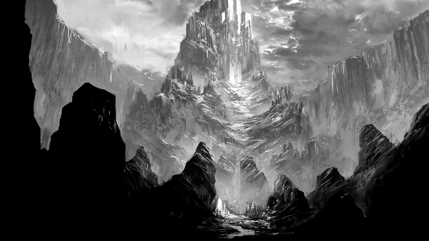 Город в горах обои