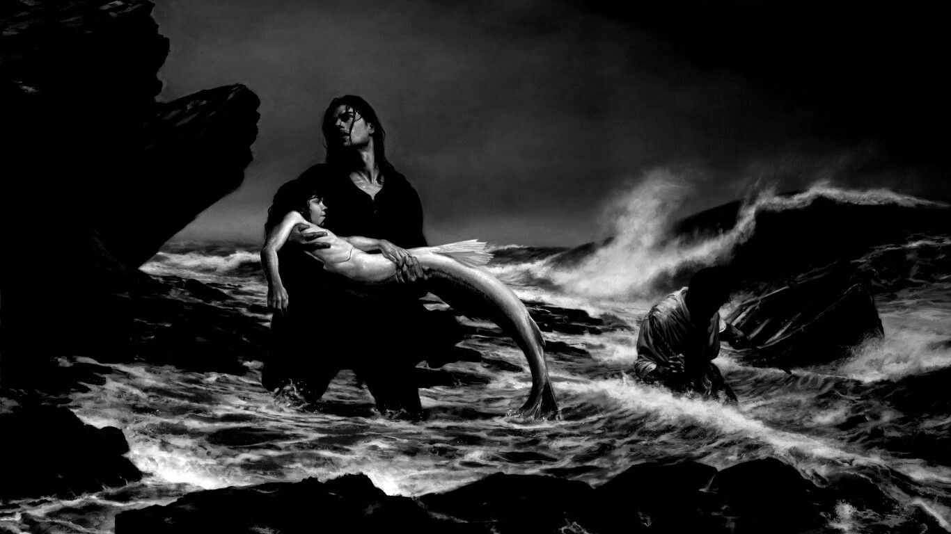 Рыбаки спасают русалку обои