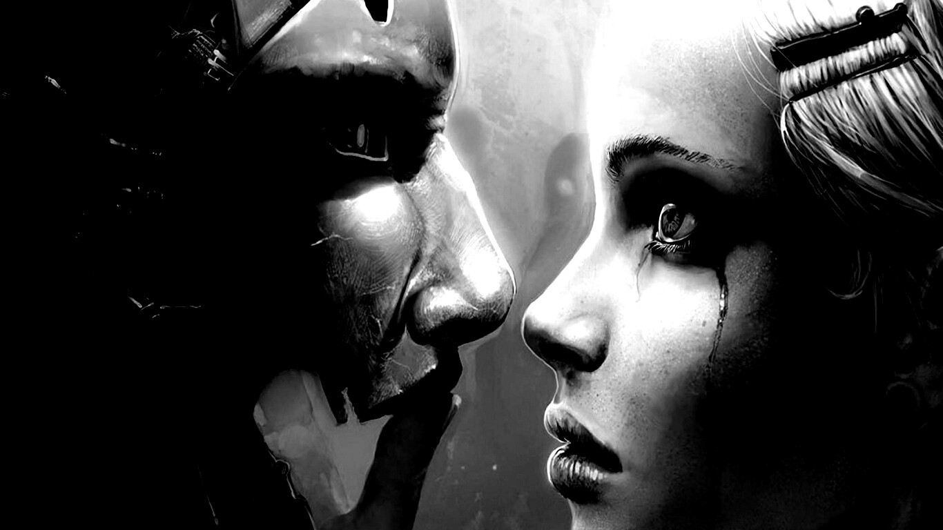 Девушка и робот обои