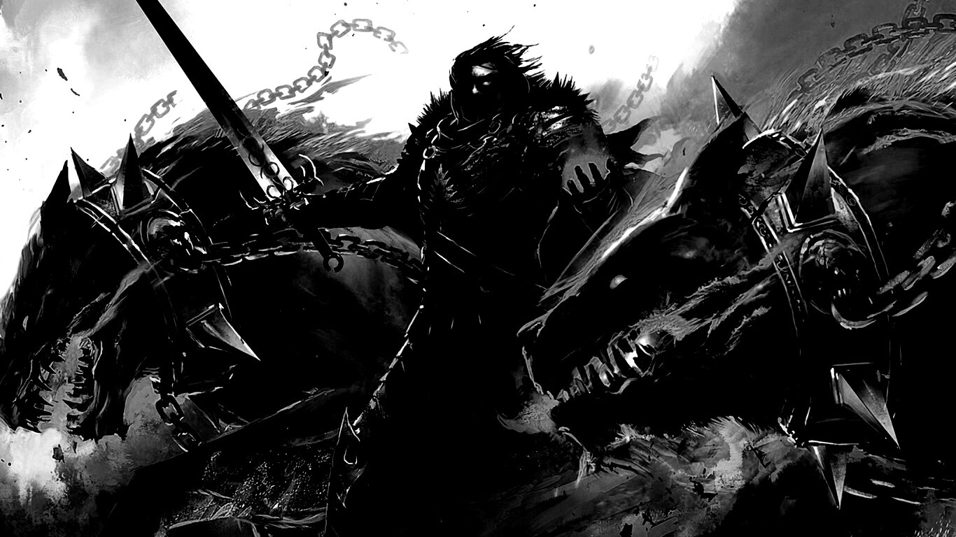 Темный рыцарь и гончие смерти обои