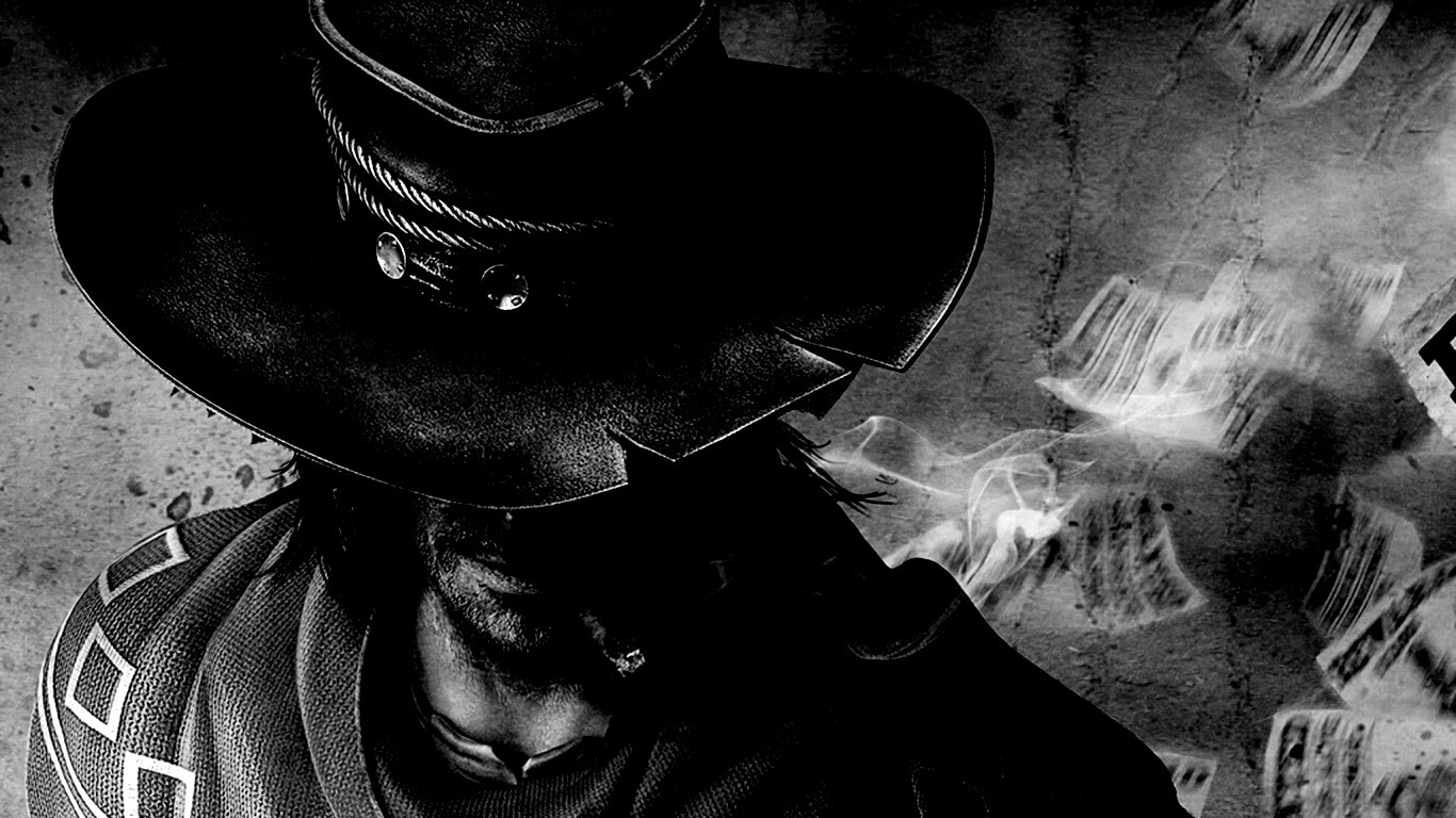 Мужик с сигарой в шляпе и пончо обои