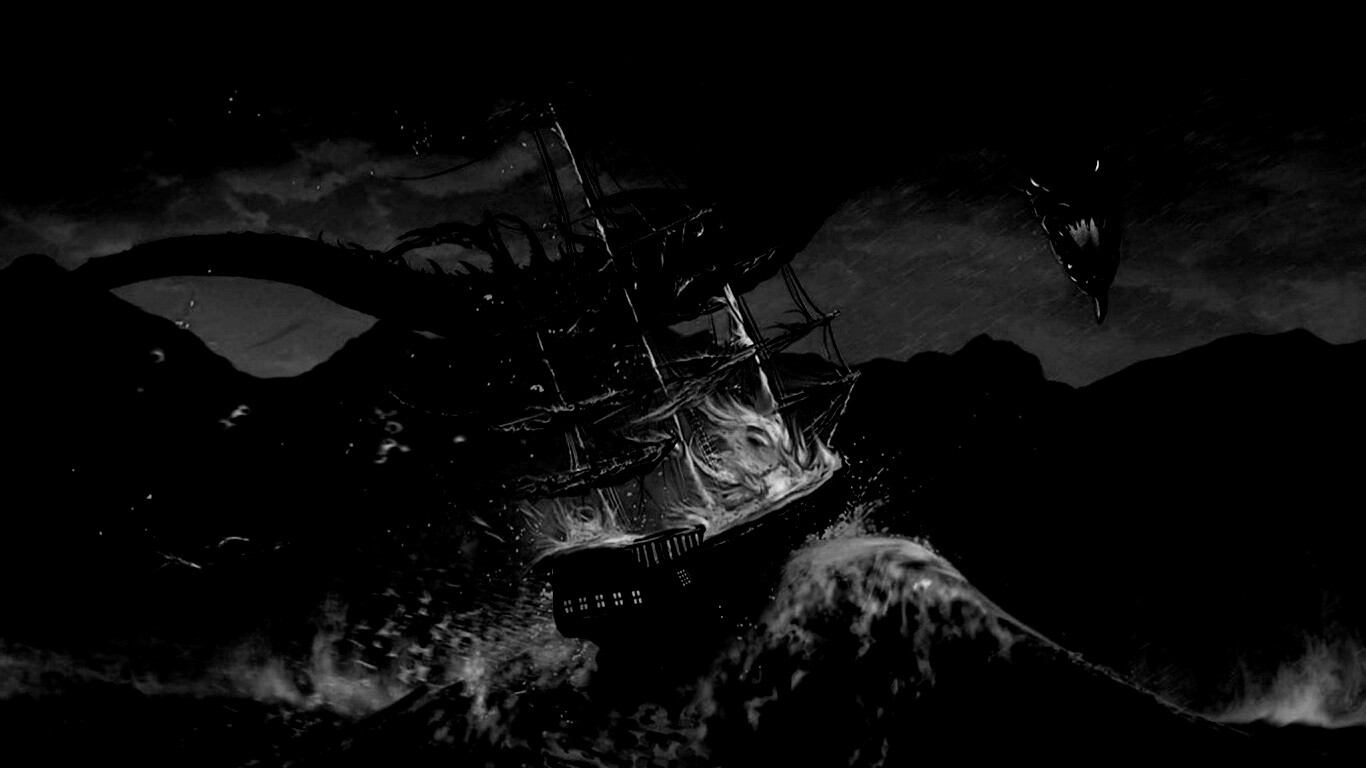 Дракон нападает на корабль обои