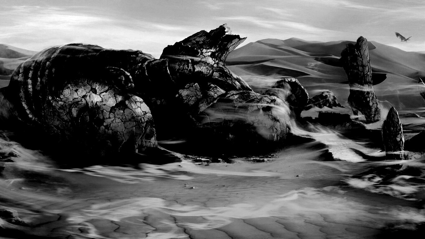 Развалины статуи в пустыне обои