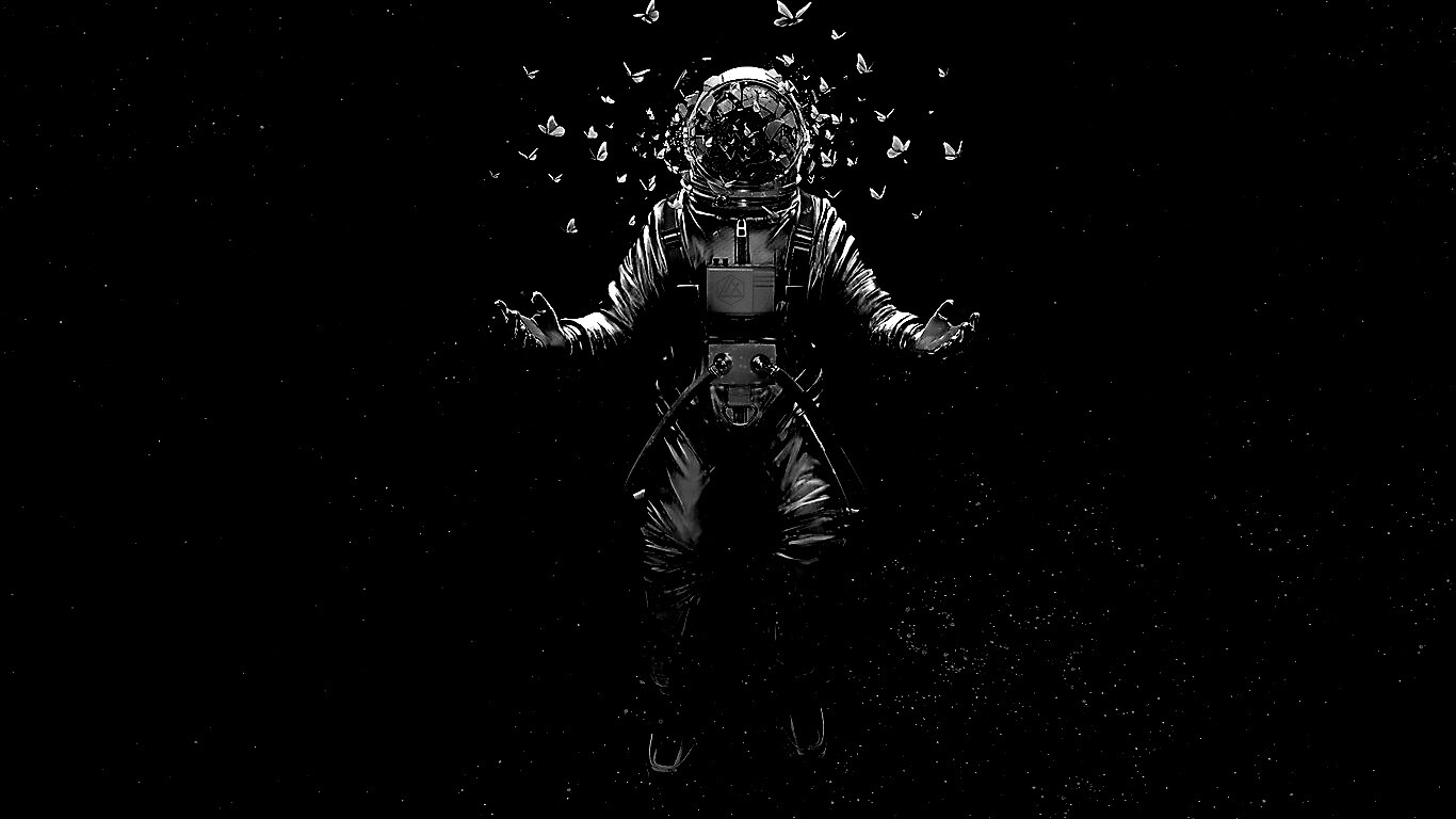 Космонавт и бабочки обои