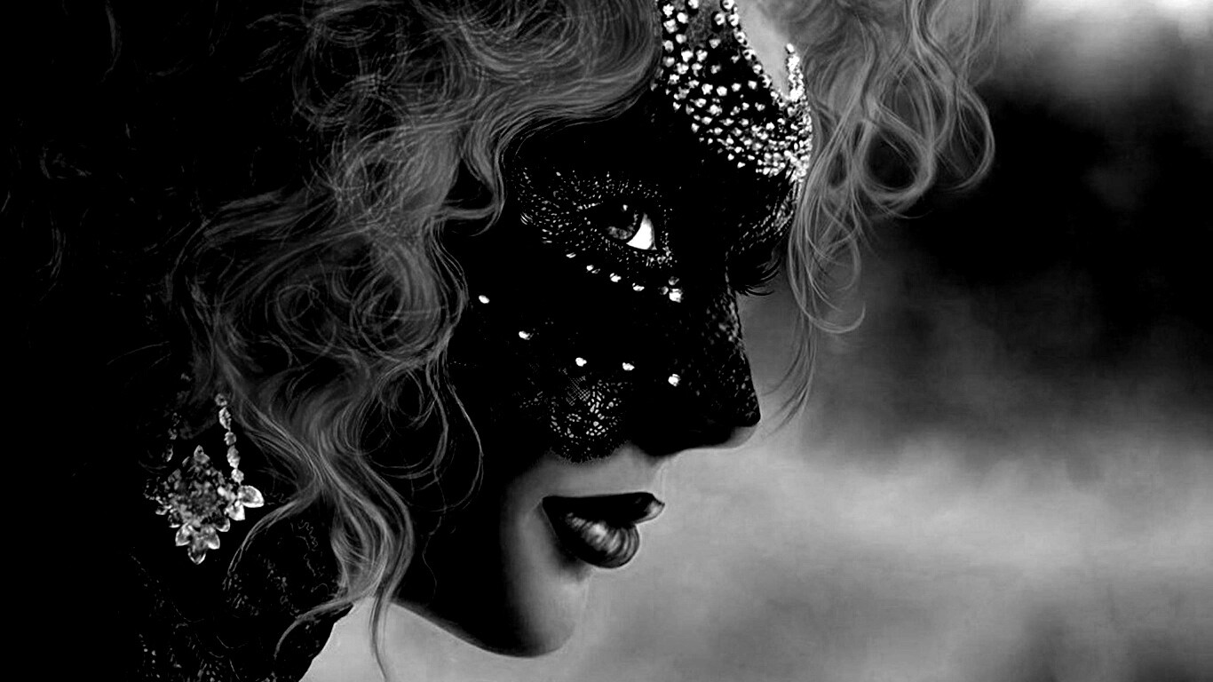 Девушка в карнавальной маске обои
