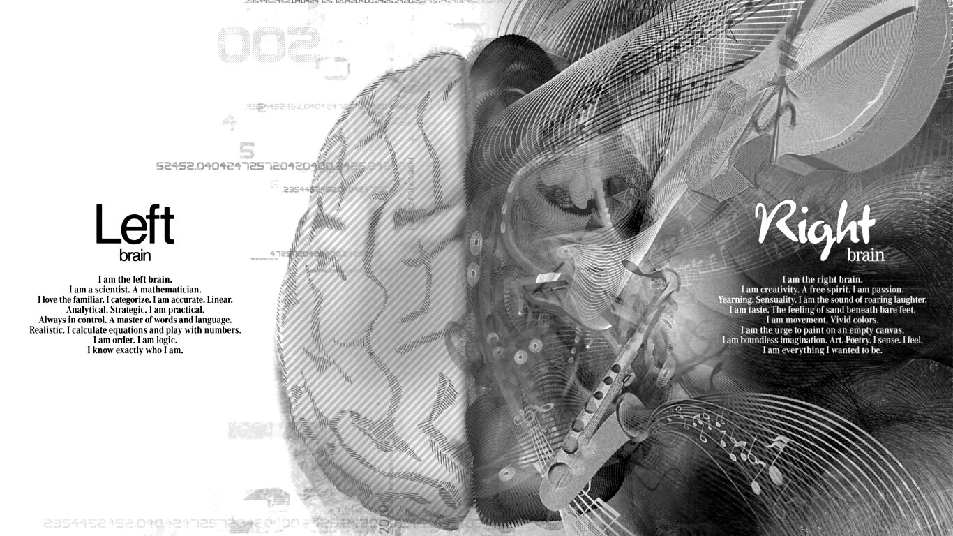 Левая и правая половина мозга обои