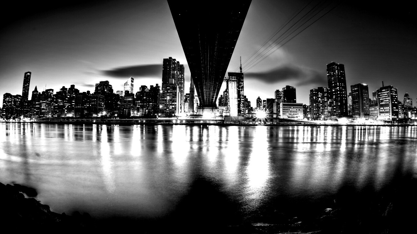 Вид на Остров Рузвельта из-под моста Квиснборо обои