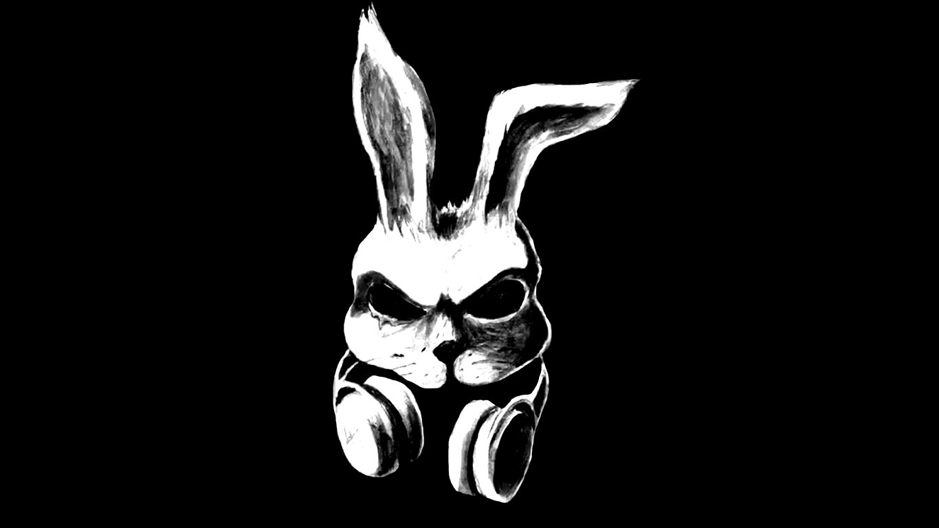 Кролик в наушниках обои