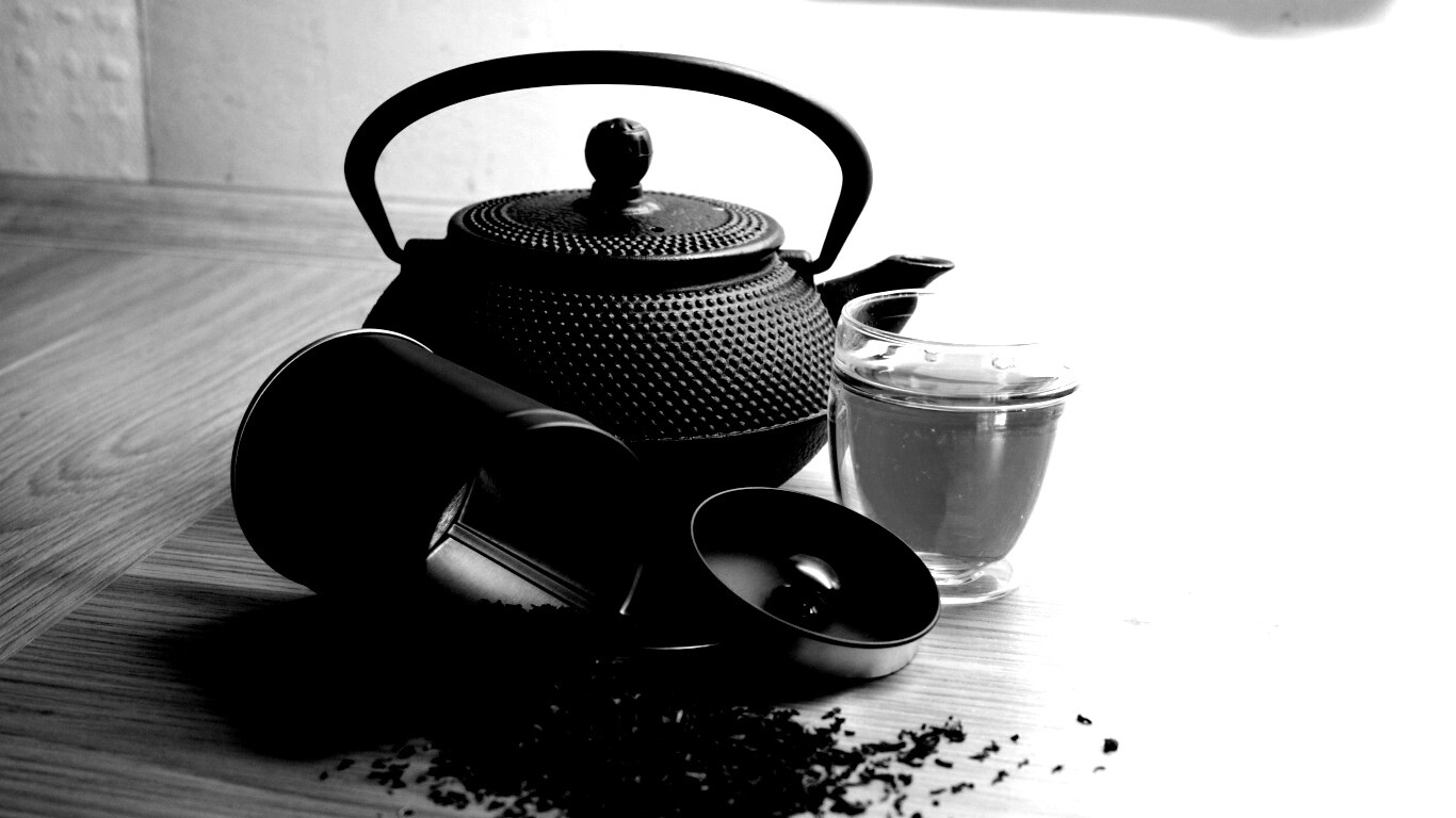 Черный чайный набор обои